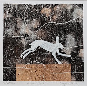 Aikahyppy  10x10cm kehystämätön pikkugrafiikka